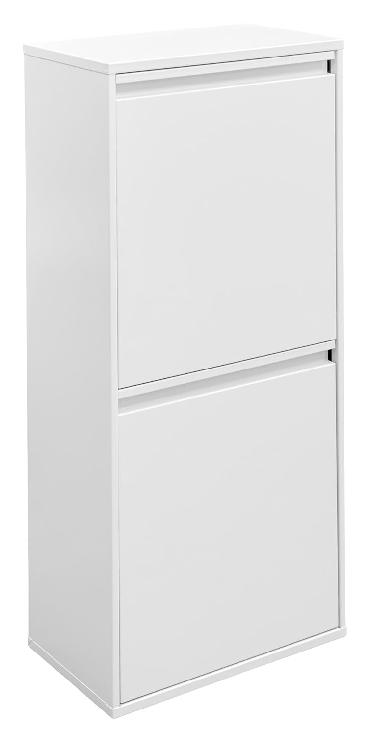 ARREGUI Basic CR401-B2 Recyclingcontainer | Afvalcontainer in Staal | 2 Compartimenten 2x23L (46 L) | Binnenemmers met Hoge Capaciteit | Multifunctionele Recyclebak | Afvalbak voor Keuken of Huis| Wit