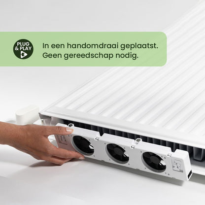 SpeedComfort Radiator Ventilator met Control Sensor - Duo Set (2x) - Sneller Verwarmen - Tot 22% Energie Besparen - Geschikt voor Warmtepomp - Meerdere Snelheden - Simpel te Plaatsen - Fluisterstil