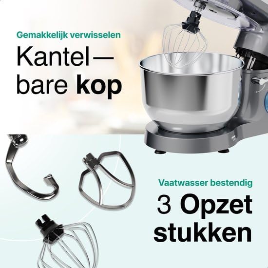 Vivid Green Food Processor, 6.2L, Stainless Steel Mixing Bowl, Anthracite, Display with Timer, 38.5x24x31.5cm, 2000W, Stainless Steel/Plastic, Kitchen, 4.8kg, 6 Speeds - QUORE