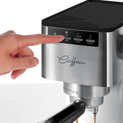 Polti Coffea P10S Handmatig koffiezetapparaat voor espresso en cappuccino, compatibel met gemalen koffie en E.S.E-pads, 44 mm, steamymilk voor het opschuimen van melk, afneembare tank van 1,3 l,
