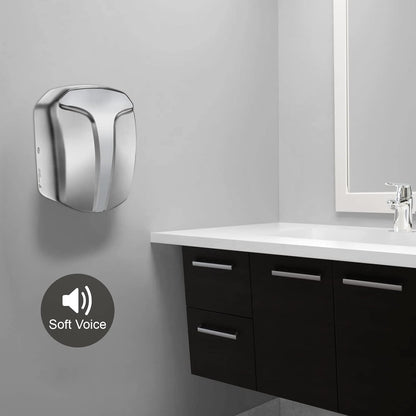 QL Elektrische Handdroger Automatische 1150W,Roestvrij Staal met HEPA-filter voor Badkamer, Commercieel,Zilver