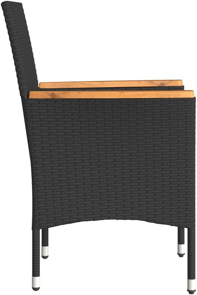 Tuinstoelen met kussens, 2 stuks, zwart, polyrotan PE, frame van gepoedercoat staal, kussen afneembaar en wasbaar, ideaal voor buiten en ontspanning, comfortabel - QUORE