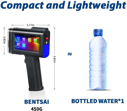 BENTSAI BT-HH6105B2 Draagbare labelprinter voor het afdrukken van QR-barcode, productiedatum, serienummer logo en serienummer op zakken van karton, hout, glas, kunststof (blauw)