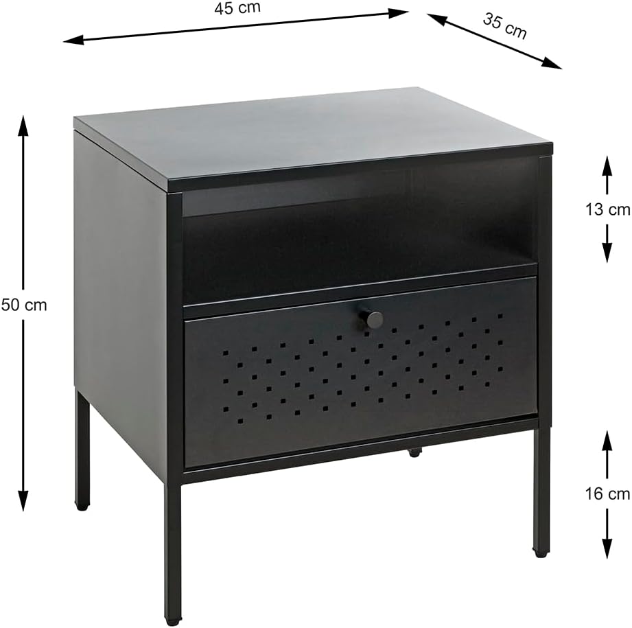 HAKU Console zwart, metaal - Maat: B 45 cm x H 50 cm x D 35 cm, Stijl: Modern