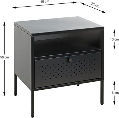 HAKU Console zwart, metaal - Maat: B 45 cm x H 50 cm x D 35 cm, Stijl: Modern