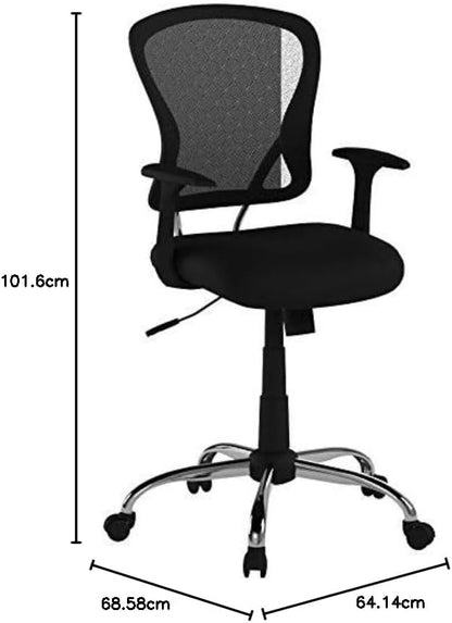 Flash Furniture Bureaustoel, middelhoog, zwart, net, 25,25" B x 27" D x 42,25" H