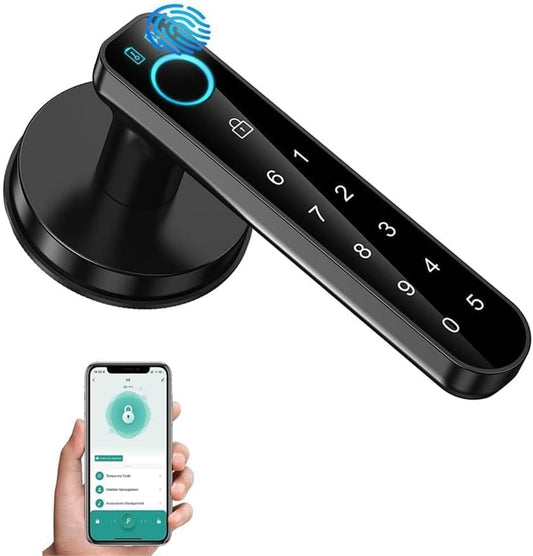 Deurgreep met vingerafdruk, elektronisch slot met touch-toetsenbord, intelligent slot met touch-toetsenbord en smartfuncties, voor toegangsdeur, huis, kantoor, woning