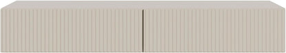 Selsey Zwevende Kaptafel Veldio 110 cm grijs taupe met frezen lamellenfront, Push-to-Open lade, moderne wand make-up tafel, minimalistische vanity desk zonder spiegel, stylish en functioneel
