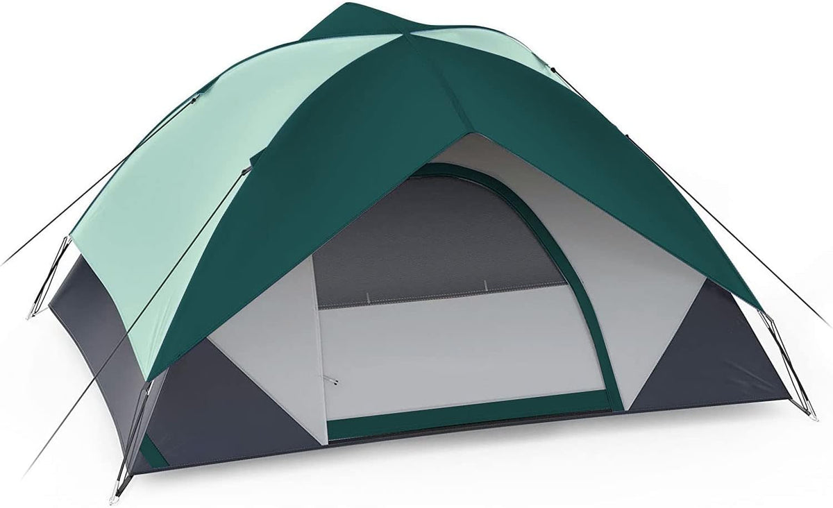 Person Campingtent, outdoor familietent met afneembare regenvlieg voor backpacken, wandelen, winddichte en waterdichte koepeltent voor comfortabele reis, eenvoudig op te zetten