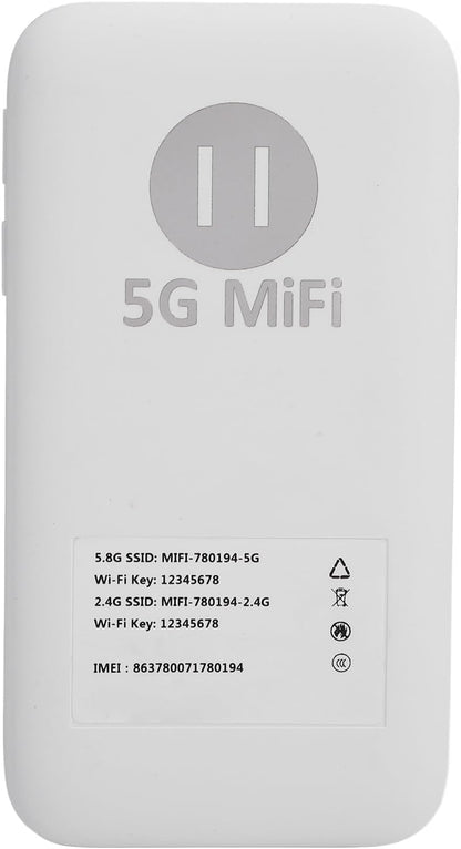 5G WiFi Draagbare Hotspot-router, 2,77 Gbps Ultrasnelle Snelheid, 16 Apparaten, 6100 MAh Batterij, WiFi 6, 5G NR / 4G TDD