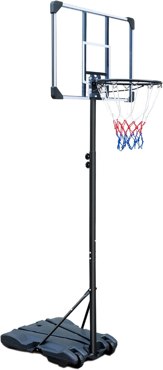 HIONRE Draagbare 7ft Basketbal Transparante Backboard Hoop Net Set Professionele Outdoor Basketbal Stand met Wielen, Verstelbare Hoge 165cm-213cm, Zwart