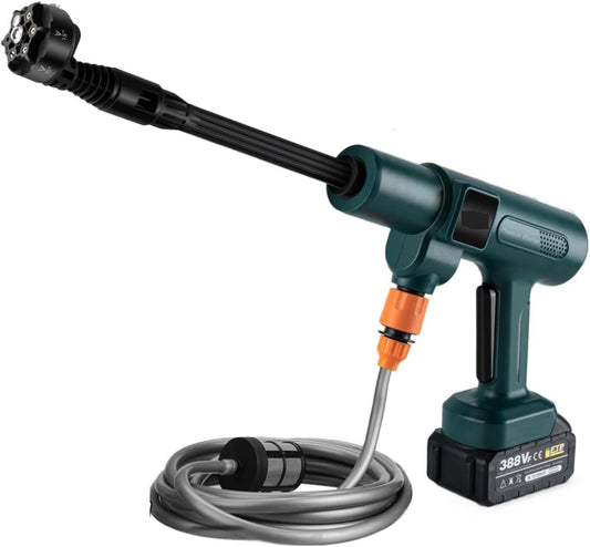 Yofidra - Autowasmachine - Sproeipistool - Borstelloos Sproeipistool - 6-in-1 - Hogedruk - Reiniging Tuinberegening - Oplaadbaar Sproeipistool - 2 Batterij - Groen