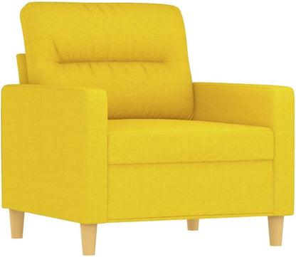 Fauteuil met Kruk – Lichtgele Stoel – Relaxstoel – Leesstoel – Televisiestoel – Comfortabele Zitting – Stofbekleed – Compact Modern Design – 60 cm Breed