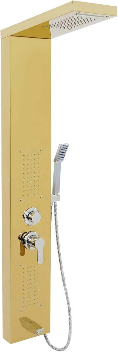 Douchepaneel – Douchekolom – Douchesysteem – Regendouche – Wanddouche – 5-In-1 Functie – Roestvrij Staal 50x125 cm