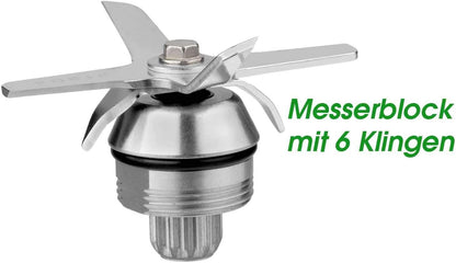 OmniBlend Smoothie Maker 2L zwart - Smoothie Mixer met BPA-vrije houder & 6 messen systeem van roestvrij staal - Ideal voor groene smoothies - Blender met 3 pk motor