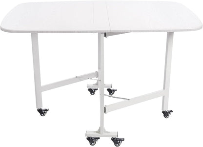 Klaptafel – Vouwtafel – Campingtafel – Inklapbare Tafel – Tuintafel – Wit – 120x80x75 cm – 6 Universele Wielen Met Rem