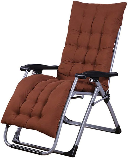 Balcony Office Relaxer Armchairs Zero Gravity Chairs Sun Loungers Sunbed Foldable Super-width Sun Lounger Beach Garden Chair with Cushions for Outdoor Patio, Brown - QUORE