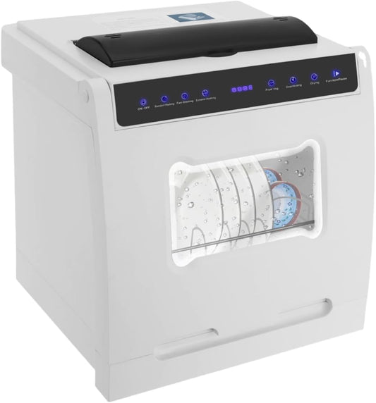 Mini Dishwasher, Table Dishwasher, Freestanding Portable Dishwasher with Water Connection, Small Dishwasher with 4 Washing Modes, LED Display for Homes, Dormitories and Camping - QUORE