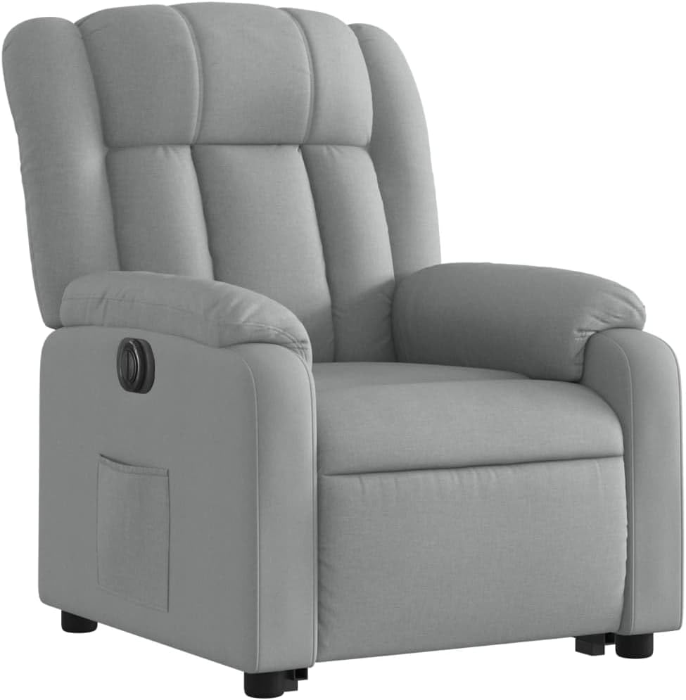 Relaxstoel met opstahulp – Elektrische relaxstoel – Tv-stoel – Ligstoel – Enkel ligstoel – Elektrische ligfunctie tot 135° – Lichtgrijze stof bekleding