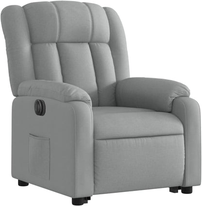 Relaxstoel met opstahulp – Elektrische relaxstoel – Tv-stoel – Ligstoel – Enkel ligstoel – Elektrische ligfunctie tot 135° – Lichtgrijze stof bekleding