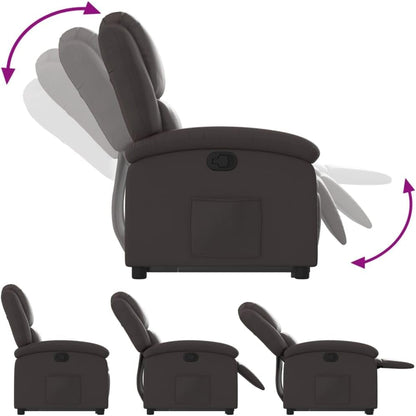 Relaxstoel met opstahulp – Tv-stoel – Ligstoel – Relaxfauteuil – Elektrische stoel – Donkerbruin Echt Leer – Elektrische Opstahulp – Handmatige Ligfunctie