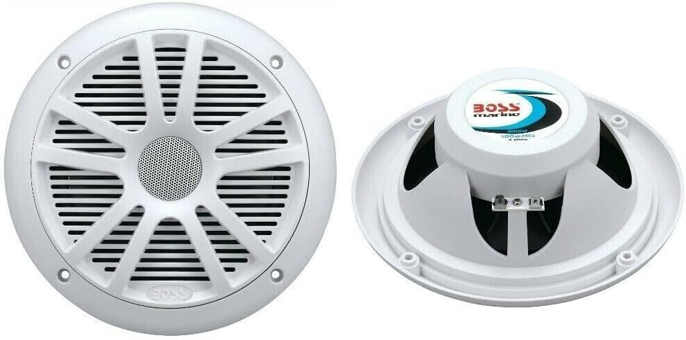 KIT SET MARINE VOOR BOSS AUDIO SYSTEMS MCK632WB.6 met MR632UAB AM/FM bluetooth stereo-ontvanger, een paar MR6W-luidsprekers, 90 watt rms 180 watt max, MRANT10 dipoolantenne, 1 kit + accessoires