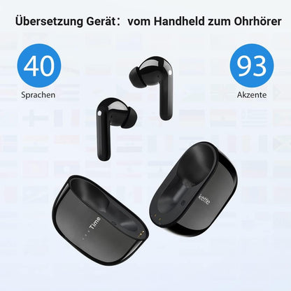 Timekettle M3 vertalingsapparaat, tweeweg vertaler-oordopjes met app voor 40 talen en 93 dialecten, online & offline spraakvertalers voor expats op reis, compatibel met iOS en Android