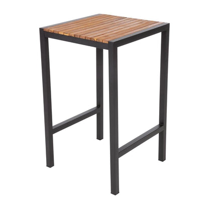 Bolero Vierkant Staal en Acacia Bar Tafel 600mm, DS155