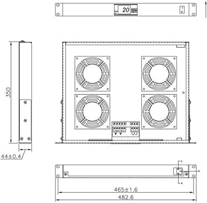 4 Fan Unit For Rack 19" Grijs