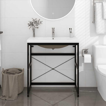 vidaXL Basin frame with washbasin iron black - QUORE