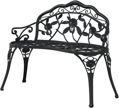 vidaXL Garden Bench 100 cm Cast Aluminium Black, Garden Bench, Park Bench, Metal Bench, Patio Bench, Garden Seat, Outdoor Bench, Garden Benches, Patio Benches - QUORE