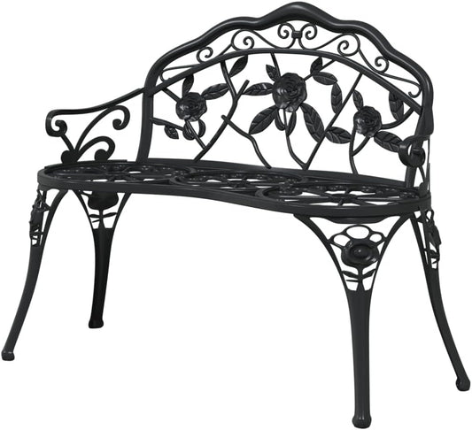 vidaXL Garden Bench 100 cm Cast Aluminium Black, Garden Bench, Park Bench, Metal Bench, Patio Bench, Garden Seat, Outdoor Bench, Garden Benches, Patio Benches - QUORE