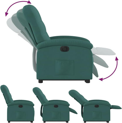 Relaxstoel – Elektrische Relaxstoel – Opstahulp Stoel – Tv-Stoel – Ligstoel – Donkergroene Stof – Elektrisch Kantelsysteem – Max 135° Ligfunctie