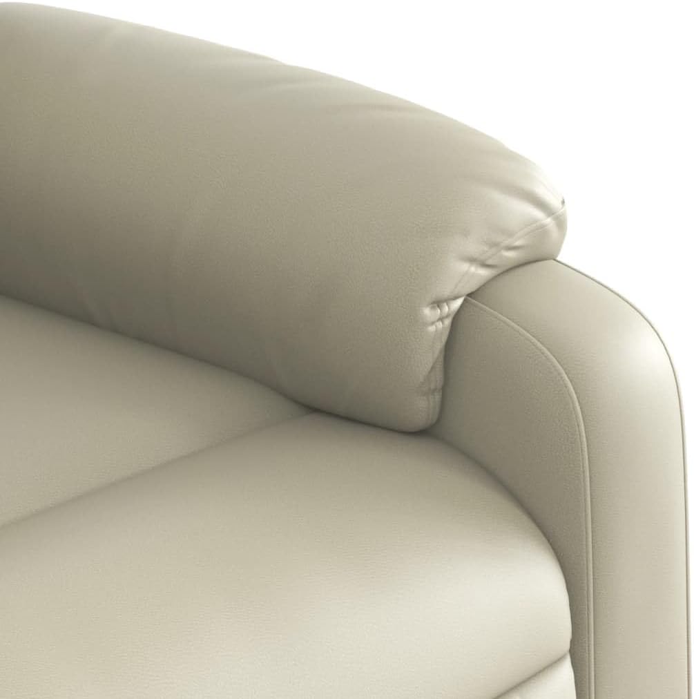 Relaxstoel crème kunstleer TV fauteuil met ligfunctie, enkele ligstoel relaxstoel voor woonkamer, slaapkamer handmatig kantelsysteem MA8 - QUORE