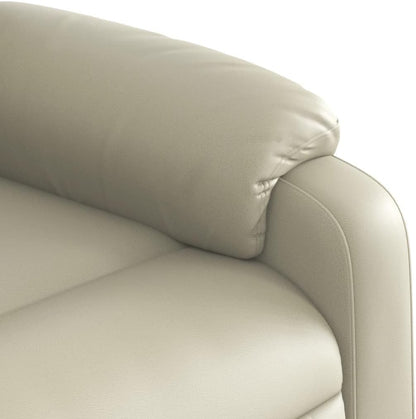 Relaxstoel crème kunstleer TV fauteuil met ligfunctie, enkele ligstoel relaxstoel voor woonkamer, slaapkamer handmatig kantelsysteem MA8 - QUORE