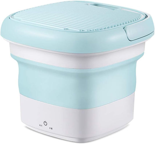 Mini Foldable Washing Machine, Portable Turbo Washing Machine, With Foldable Bath Compact Ultrasonic Turbine Washer for Travel Camping Home Apartment RV,Cyan,sterilizable - QUORE