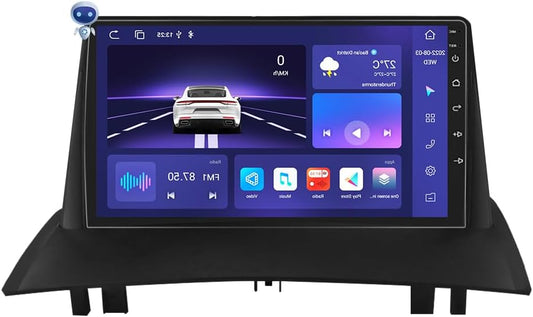 Android 13 car radio 9 inch touch screen 8 cores Renault Megane 2 2002 2003 2004 2005 2006 2008 2009 WiFi Wireless Android Auto, Carplay Bluetooth 4G + 32gwifi 4G GPS RDS AM/FM rear view camera - QUORE
