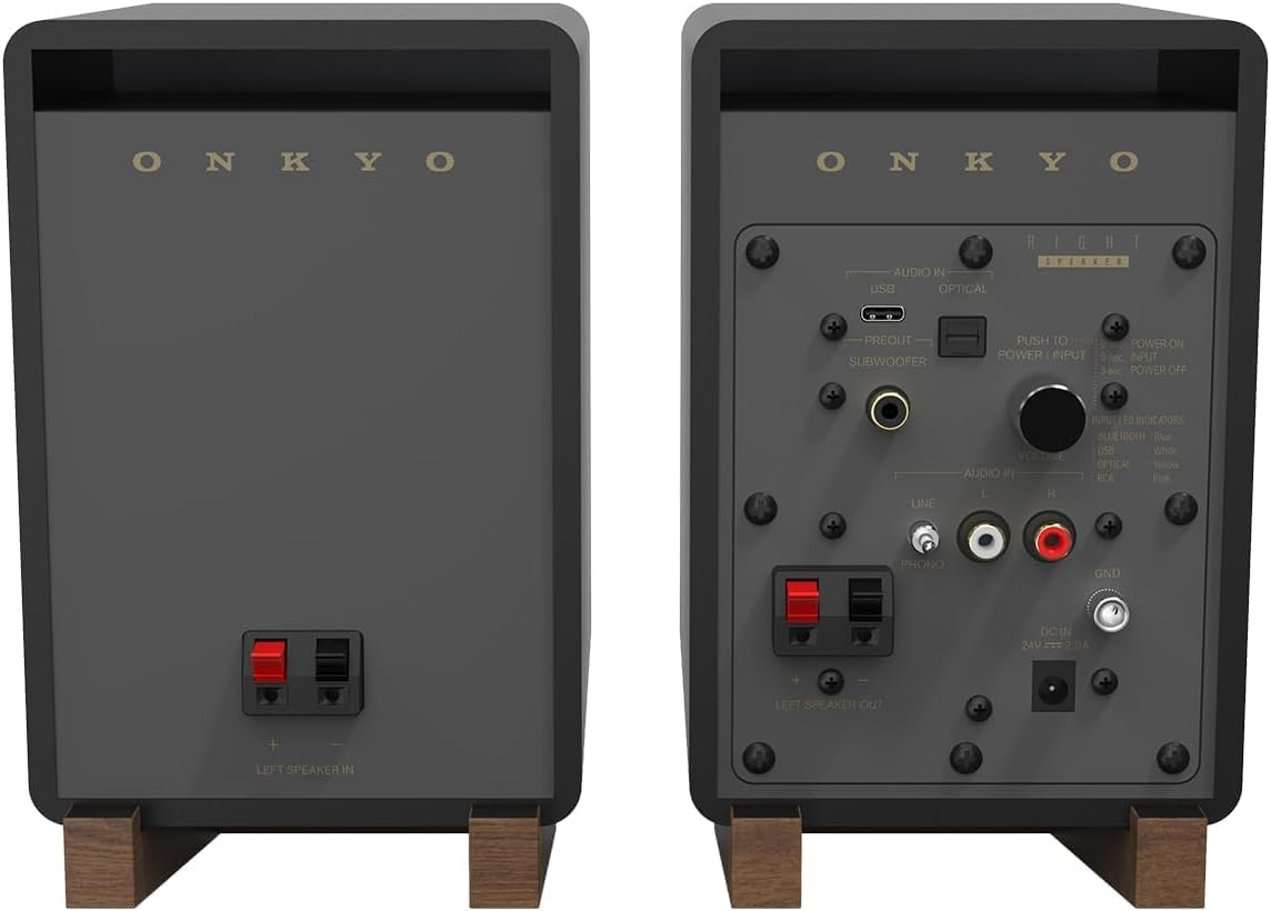 Onkyo Creator Series GX-10DB Powered Monitors, Black – 3" woofer, USB-C, Line/Phono, Optical, Bluetooth 5.3 LE Audio