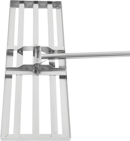 Lawn rake, metal, adjustable handle length 50-180 cm, ground rake for sanding, flat plane, level level leveling - QUORE