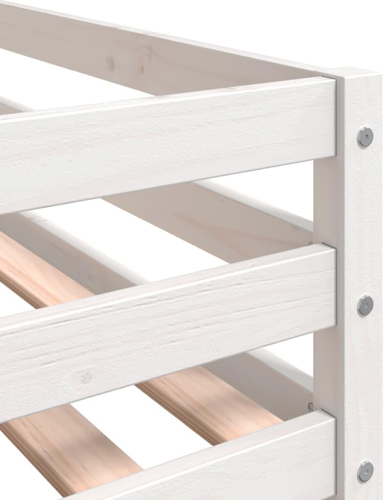 vidaXL Kinderhoogslaper met ladder 90x200 cm massief grenenhout wit, kinderbedframe, peuterbed, junior bed, kinderbed, peuter bed, halfhoogslaper