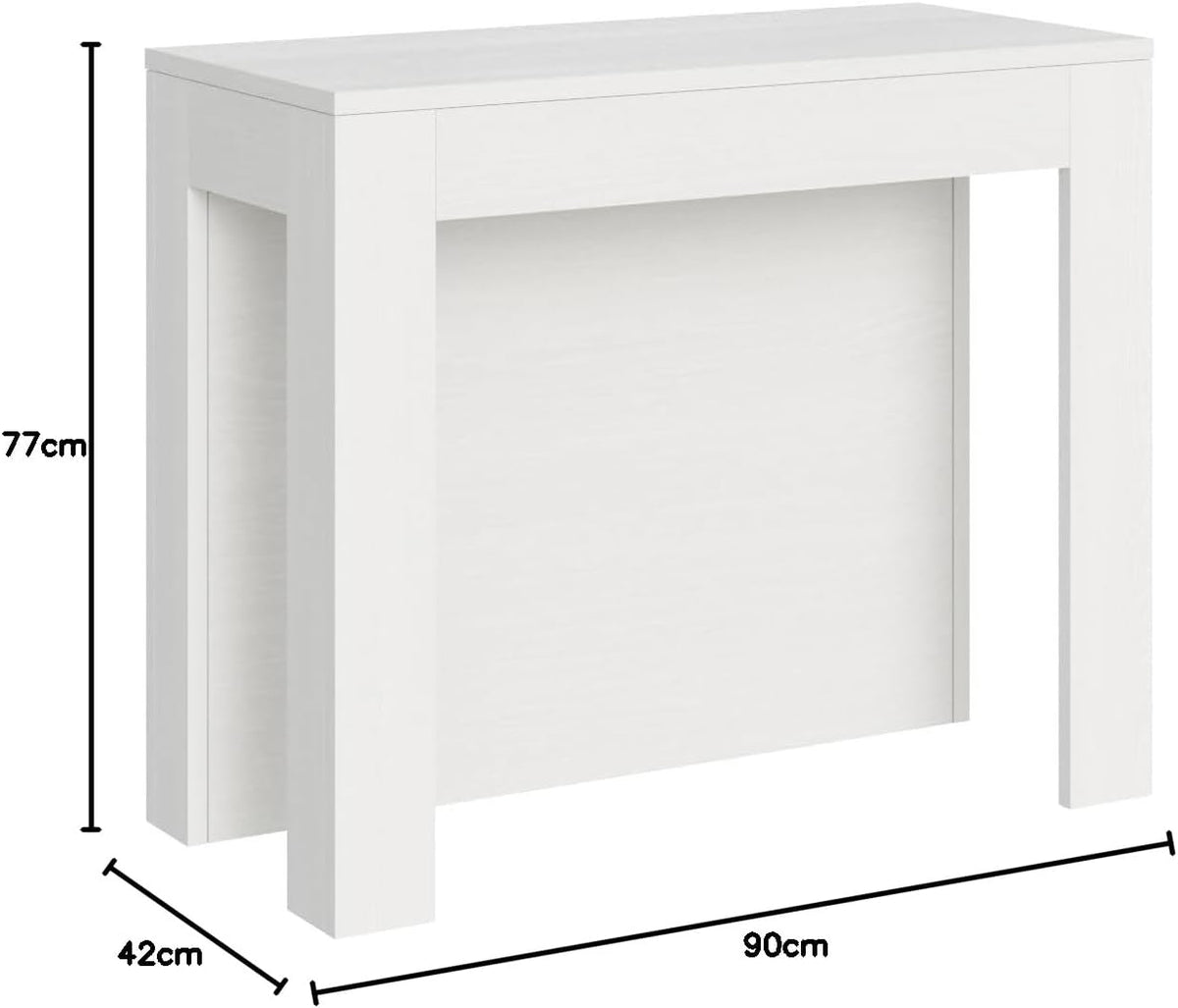 Uittrekbare console Cayman wit essenhout 4 verlengingen 62 cm