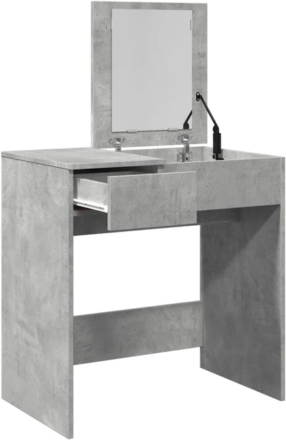 Kaptafel – Make-uptafel – Kap Tafel – Make Up Tafel – Toilettafel – Betongrijs – Stevig Bewerkte Hout – Compact 73x46,5x120 cm