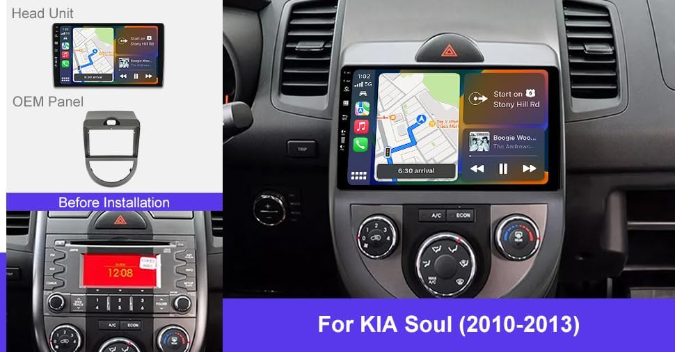 MSD Ingebouwd DAB - Autoradio Voor Kia Soul (2009-2013) | Android 15 GPS Navi Radio | CarPlay Android Auto Stuurwiel Dual-Band WiFi DSP 4G Bluetooth | MIC Camera | 4G+64G Octa-Core 2 Din 9 Inch