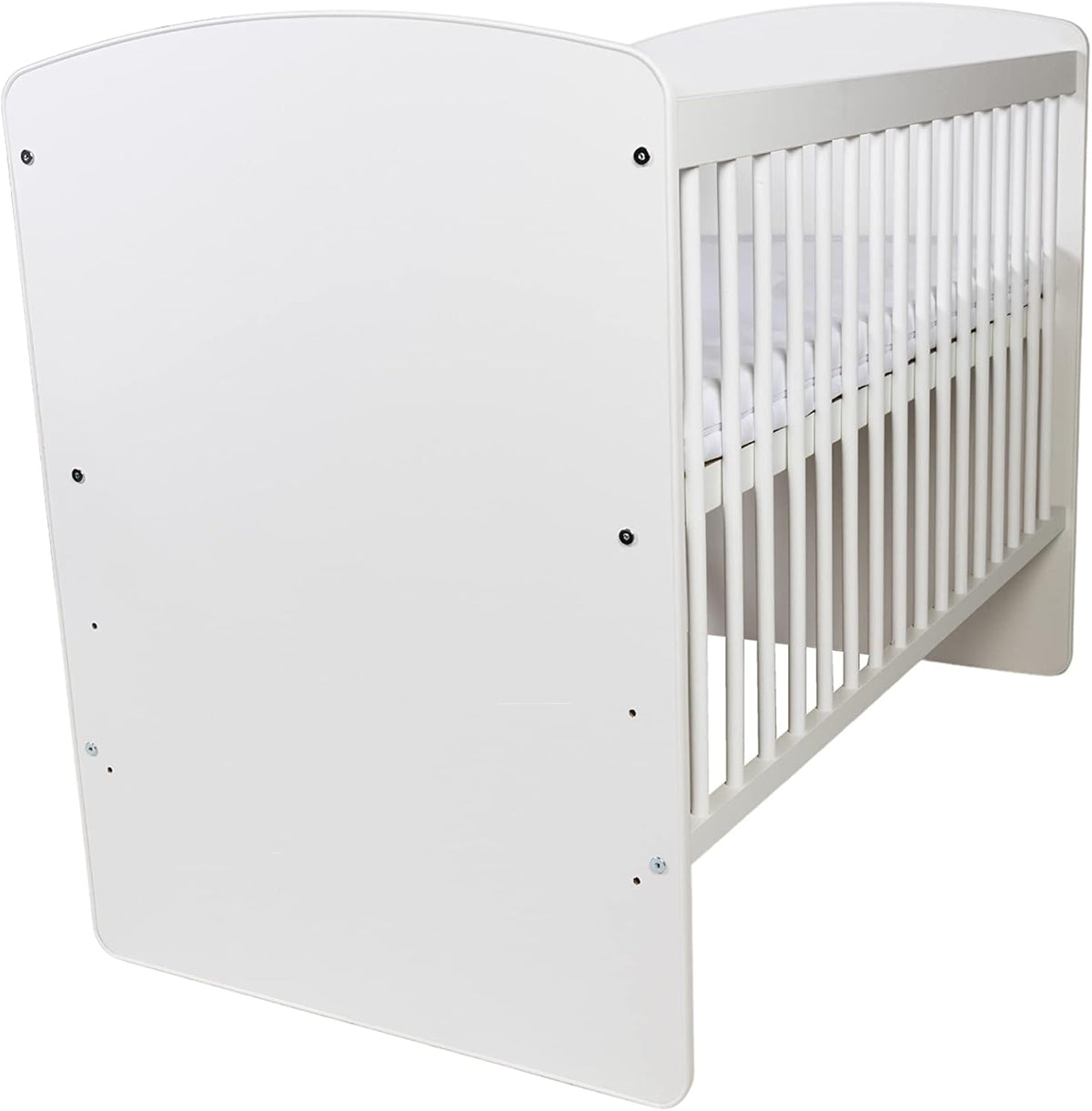 Babybedje – Ledikant – Babybed – Bedje – Reisbedje – Verstelbare Bodem 3 Hoogtes – Massief Dennenhout & MDF – 120x60 cm – Wit Gelakt