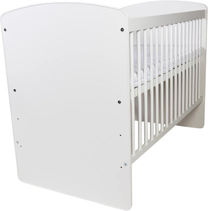 Babybedje – Ledikant – Babybed – Bedje – Reisbedje – Verstelbare Bodem 3 Hoogtes – Massief Dennenhout & MDF – 120x60 cm – Wit Gelakt