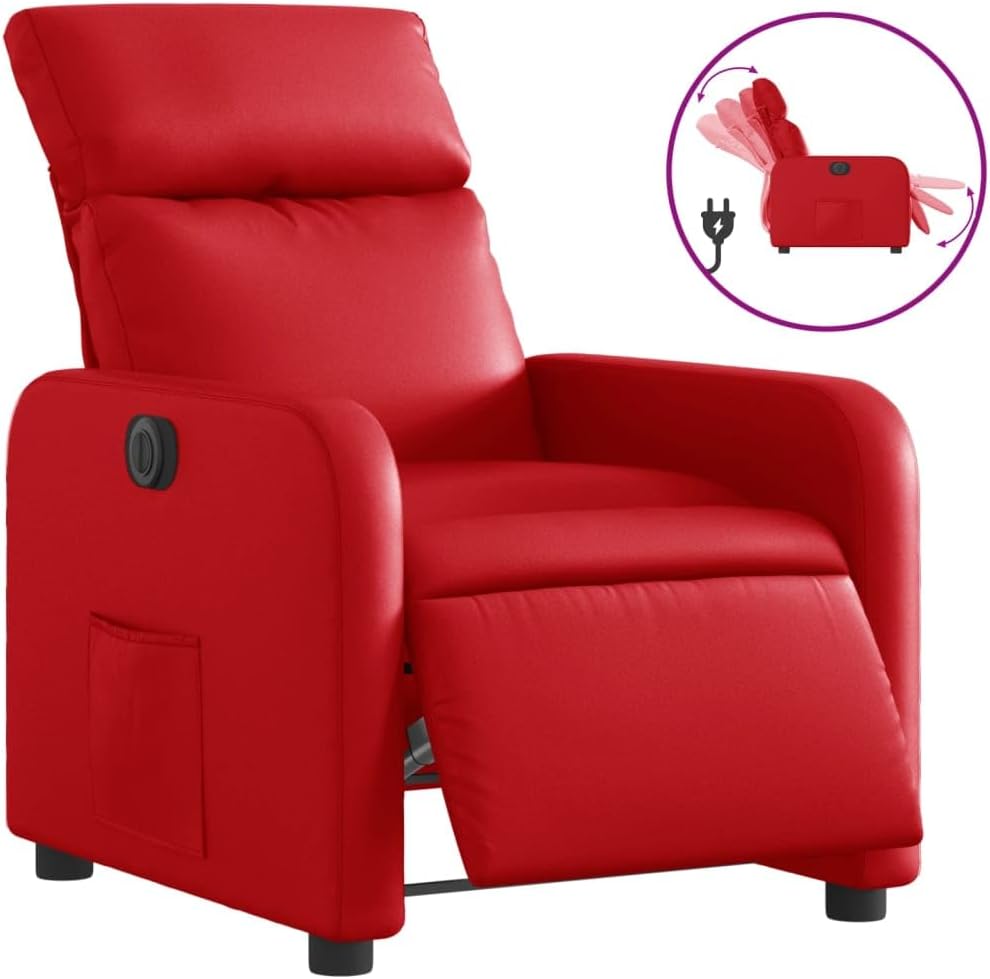 Gecheer Reclining Chair, Reclining Chair, Faux Leather, Red, 66 x 89.5 x 95.5 cm, TV Chair, Reclining Chair, Faux Leather Chair