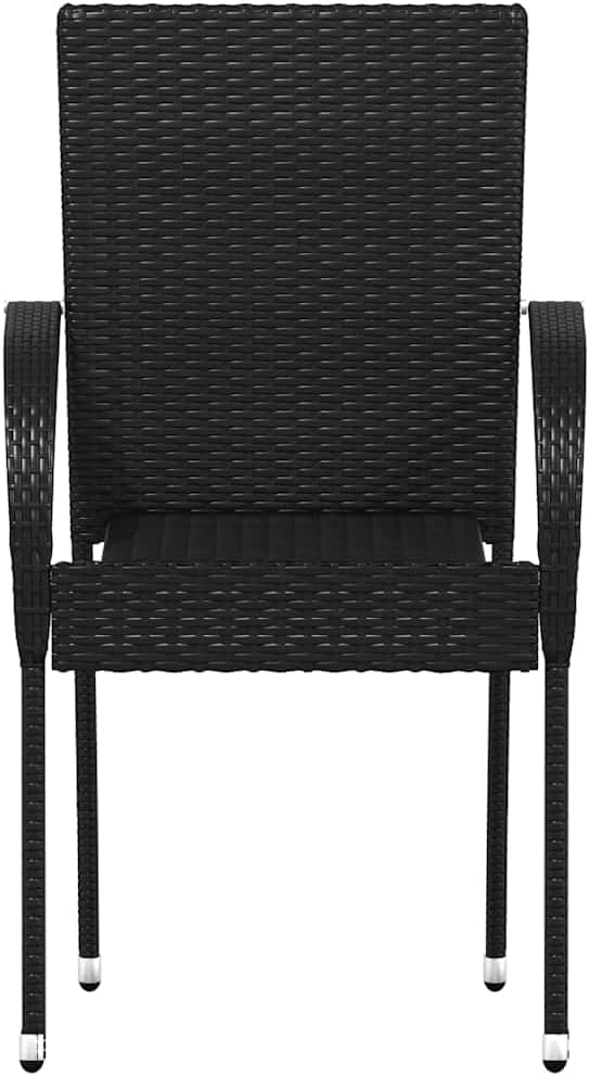 Stackable Garden Chairs Set of 6 Poly Rattan Black Balcony Chair Patio Chairs Dining Chairs for Patio Garden Balcony - QUORE