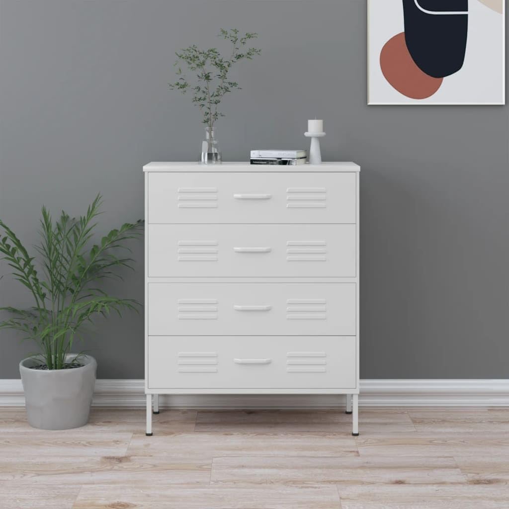 vidaXL Chest of drawers 80x35x101,5cm steel white