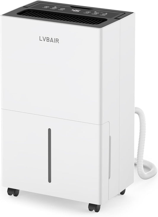Luchtontvochtiger, 20 l/dag, krachtige elektrische ontvochtigingsapparaat, energiebesparend, draagbaar, 3 modi en slimme vochtregeling, elektrisch