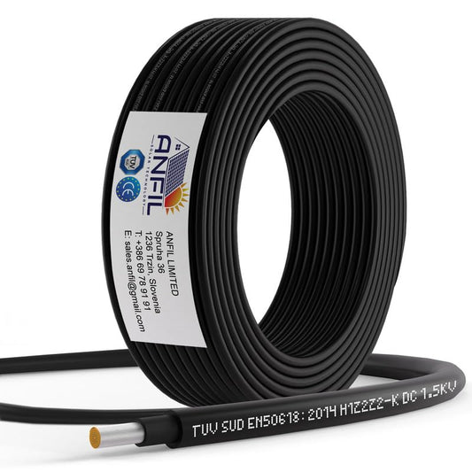 Zonnepaneel Verlengkabel 4mm² – PV Kabel H1Z2Z2-K Rood & Zwart, 1800V DC, Dubbele Isolatie, UV- & Weerbestendig, Solar Kabel voor Zonnepanelen, Omvormers & Laadregelaars (Zwart, 100m)